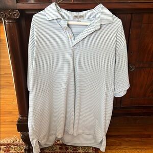 Peter Millar Blue and White Polo Shirt Textured Knit